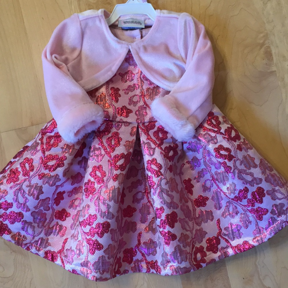 The Children's Place | Floral Metallic Jacquard Formal Dress & Bolero Shrug